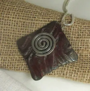 Artisan Multi-luster Raku Handmade Ceramic Pendant Necklace