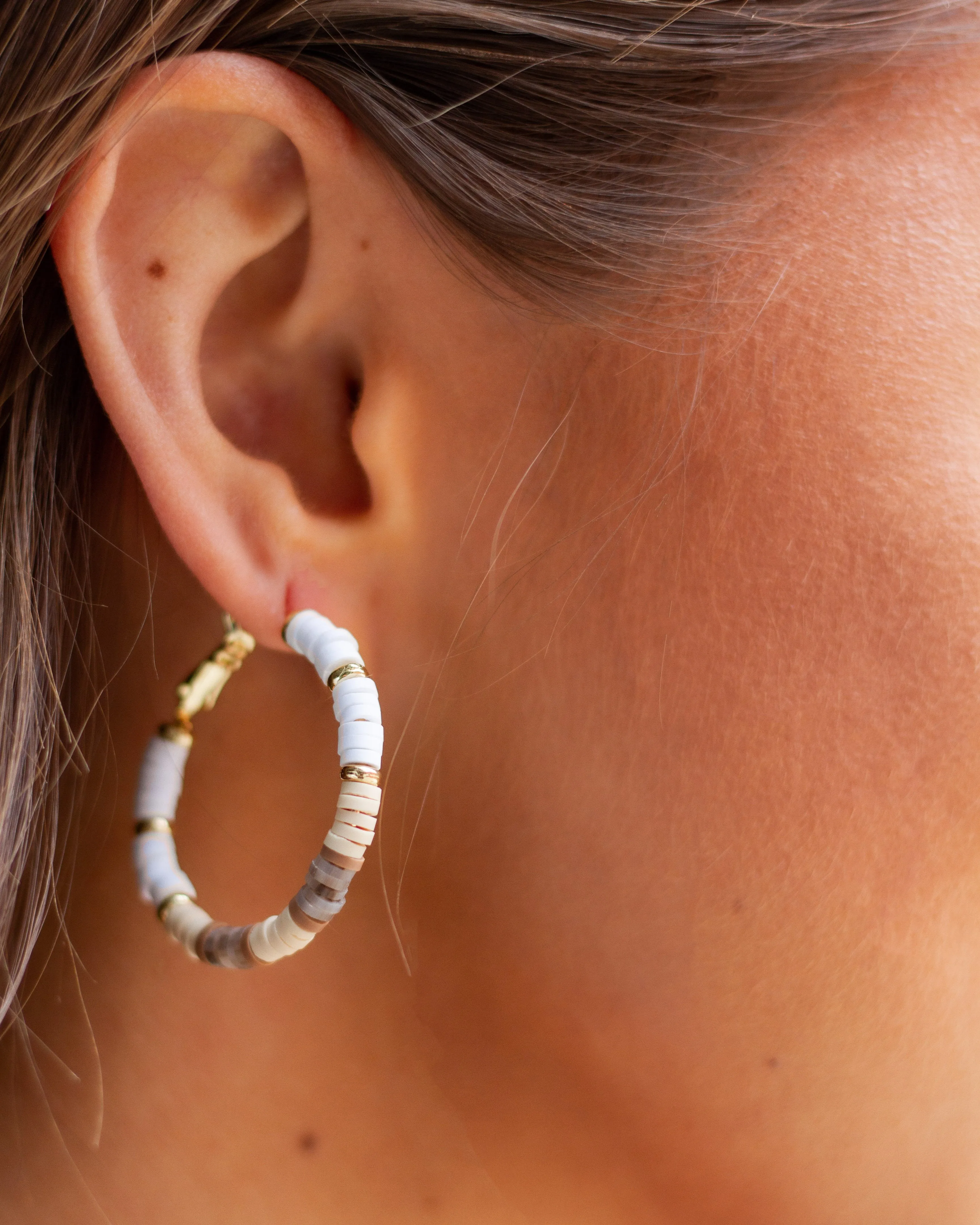 Ashley Hoop Earrings - Tan