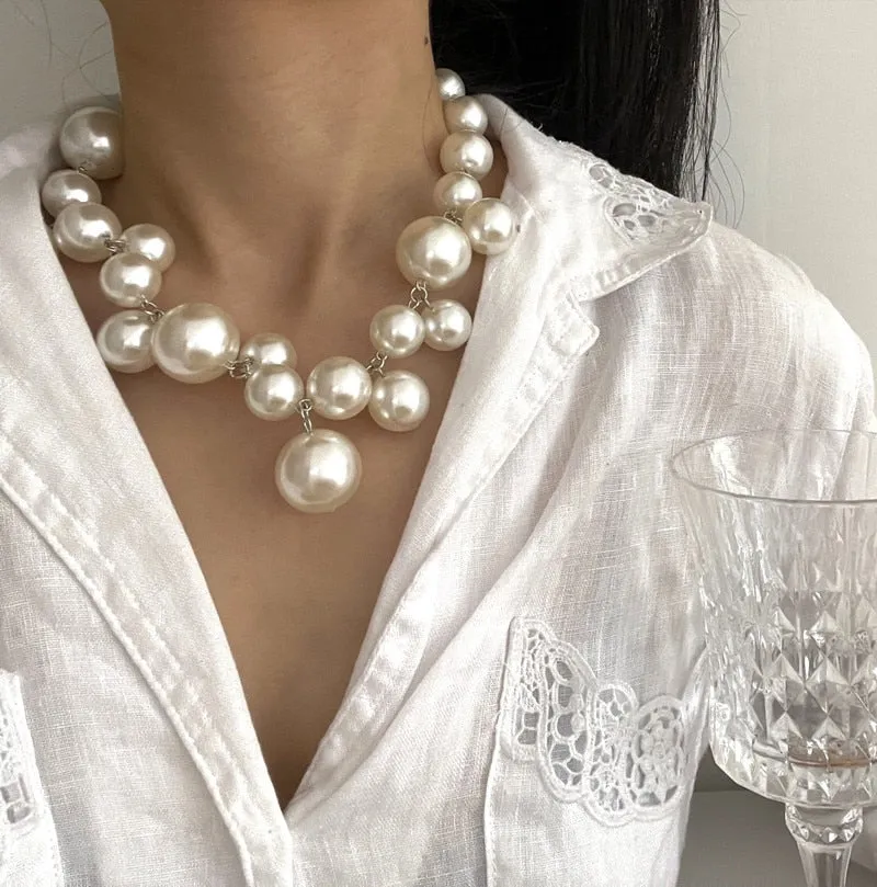 Ashore Shop Bead Collar Chain Pearl Imitation Choker Necklace