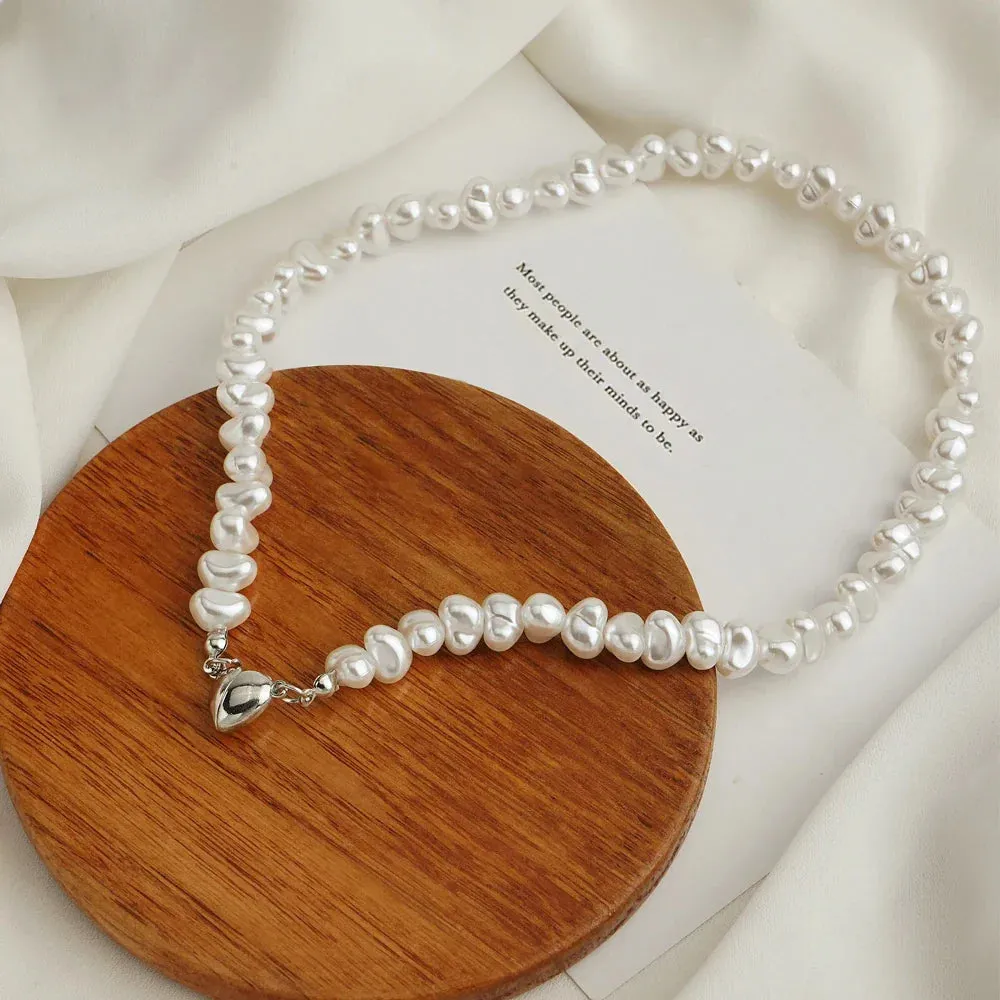 Asymmetrical Pearl Choker Necklace for Wedding Jewelry Gift