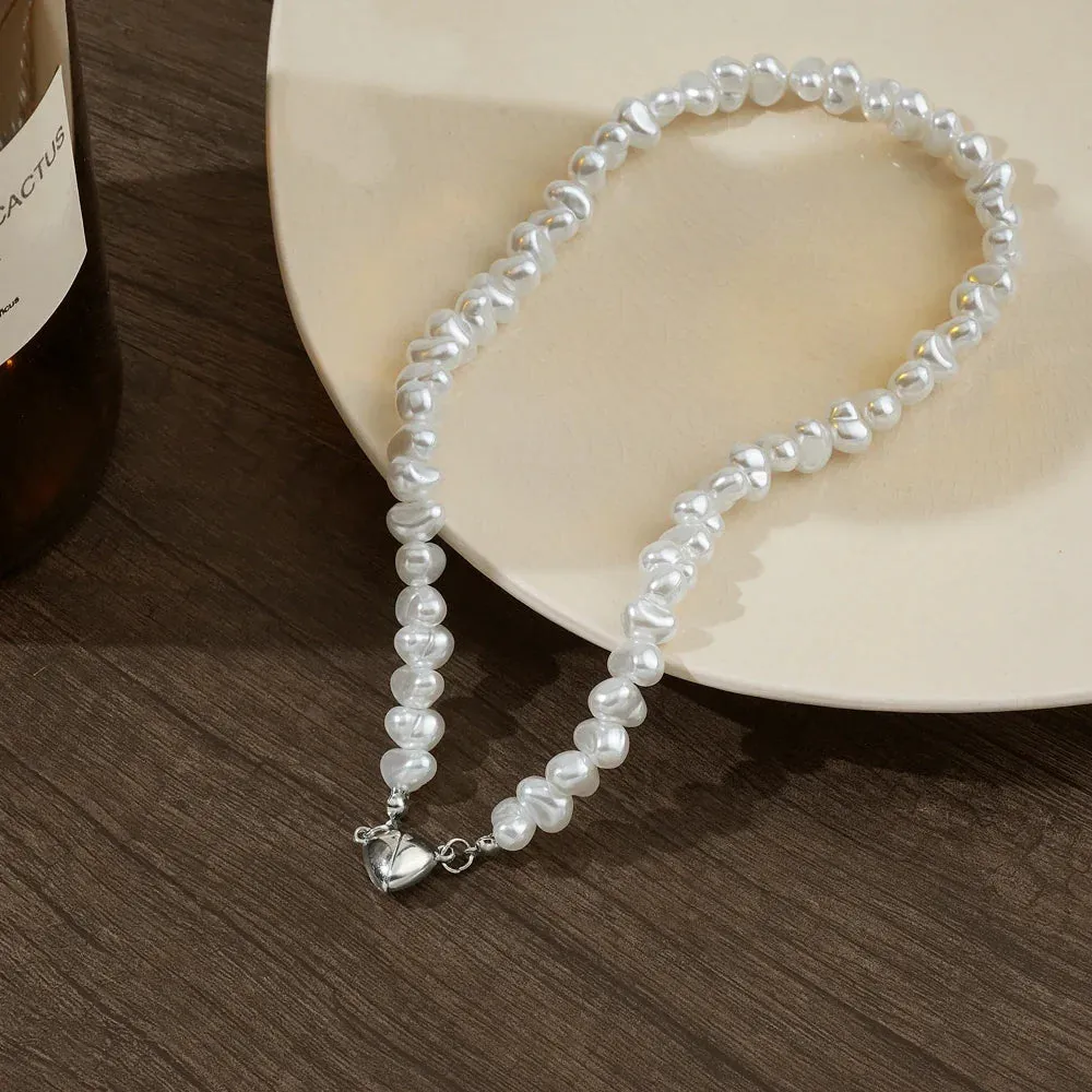 Asymmetrical Pearl Choker Necklace for Wedding Jewelry Gift