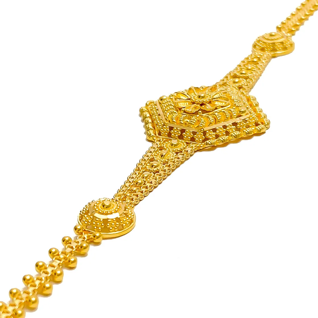 Attractive Floral Hexagon 22k Gold Bracelet