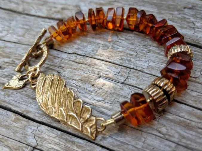 Baltic Amber Angel Wing Bracelet