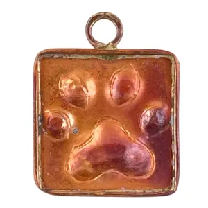 Big Rustic Copper Paw Print Charm - Cat or Dog