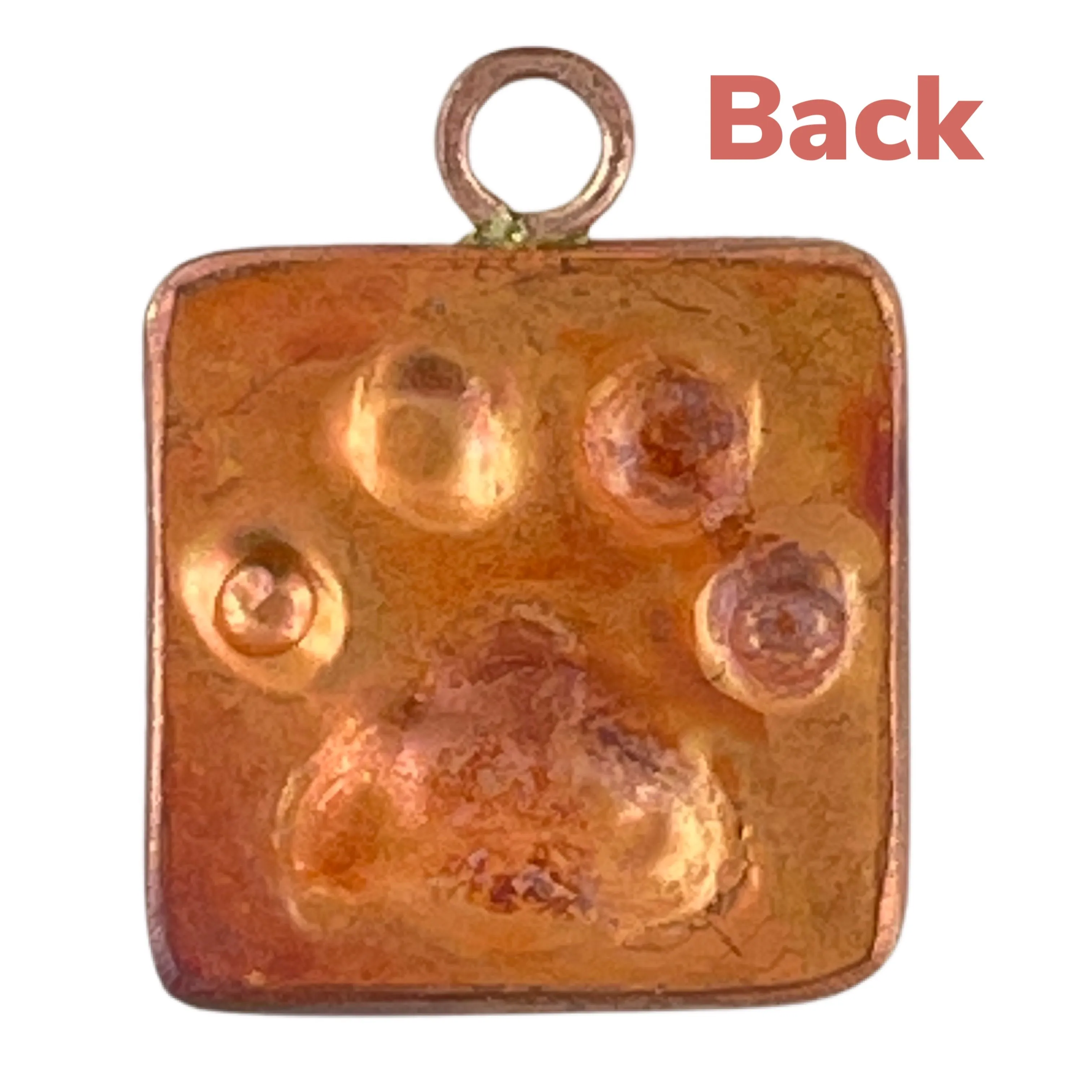 Big Rustic Copper Paw Print Charm - Cat or Dog