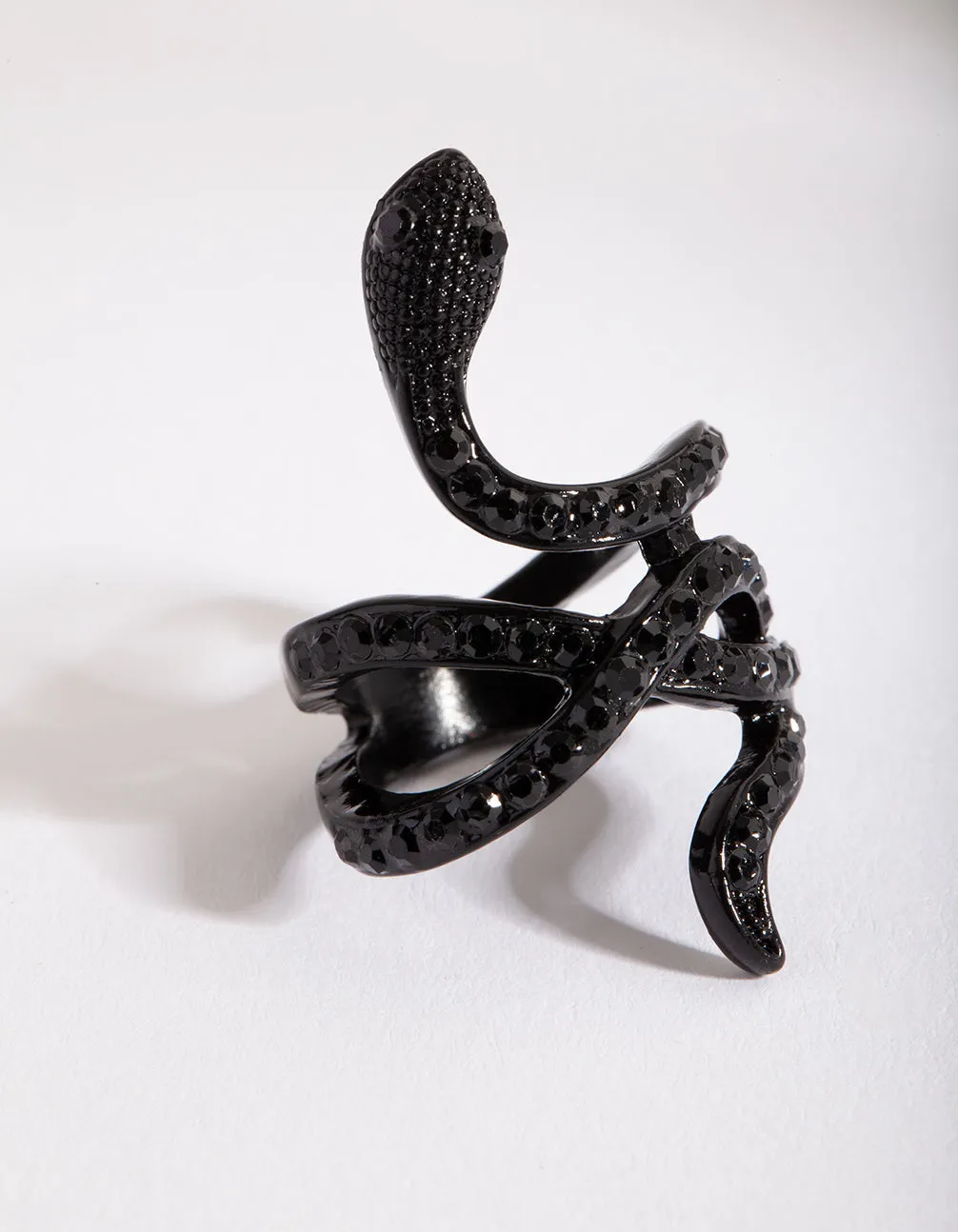 Black Diamante Snake Ring