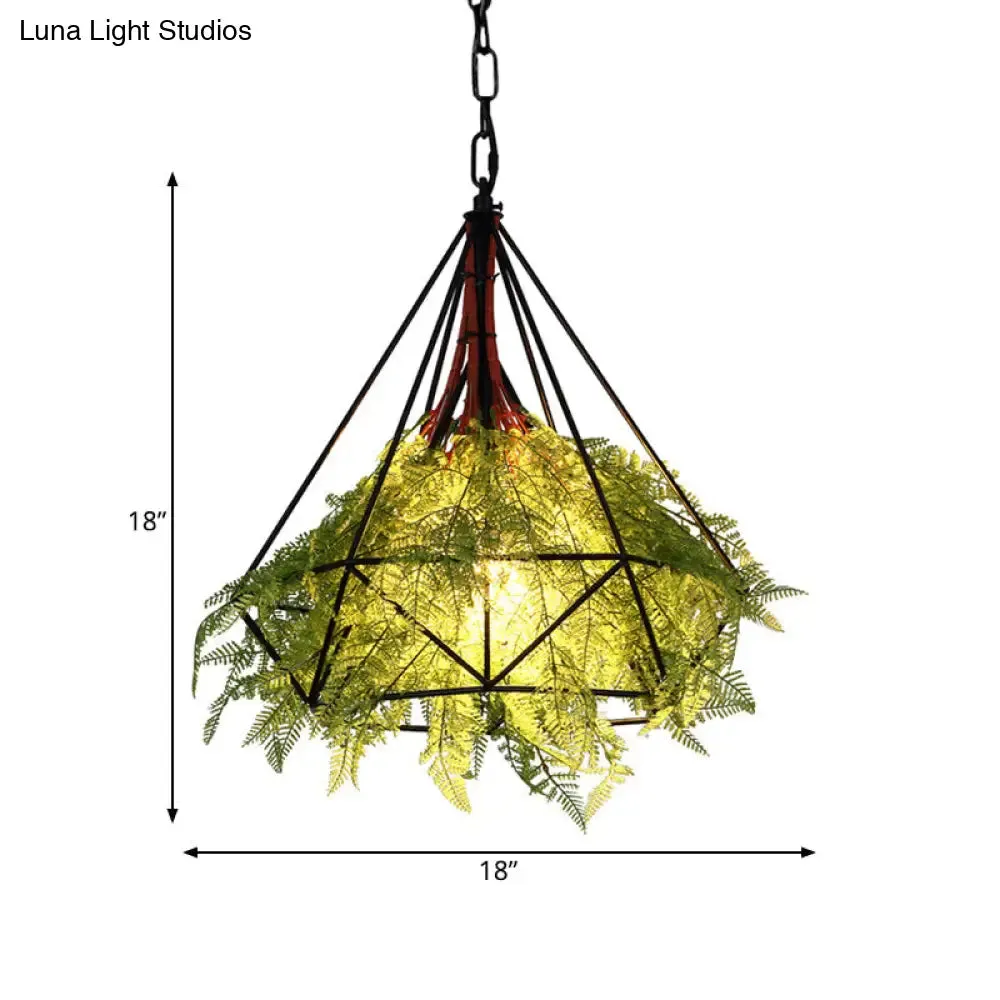 Black Metal Diamond Pendant LED Lamp for Restaurant - Industrial Down Lighting, Head 1, 15"/18"/23.5" Wide