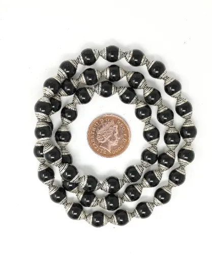 Black Onyx Inlaid Capped Antique Spacer Beads for Customized Jewellery Making- B12