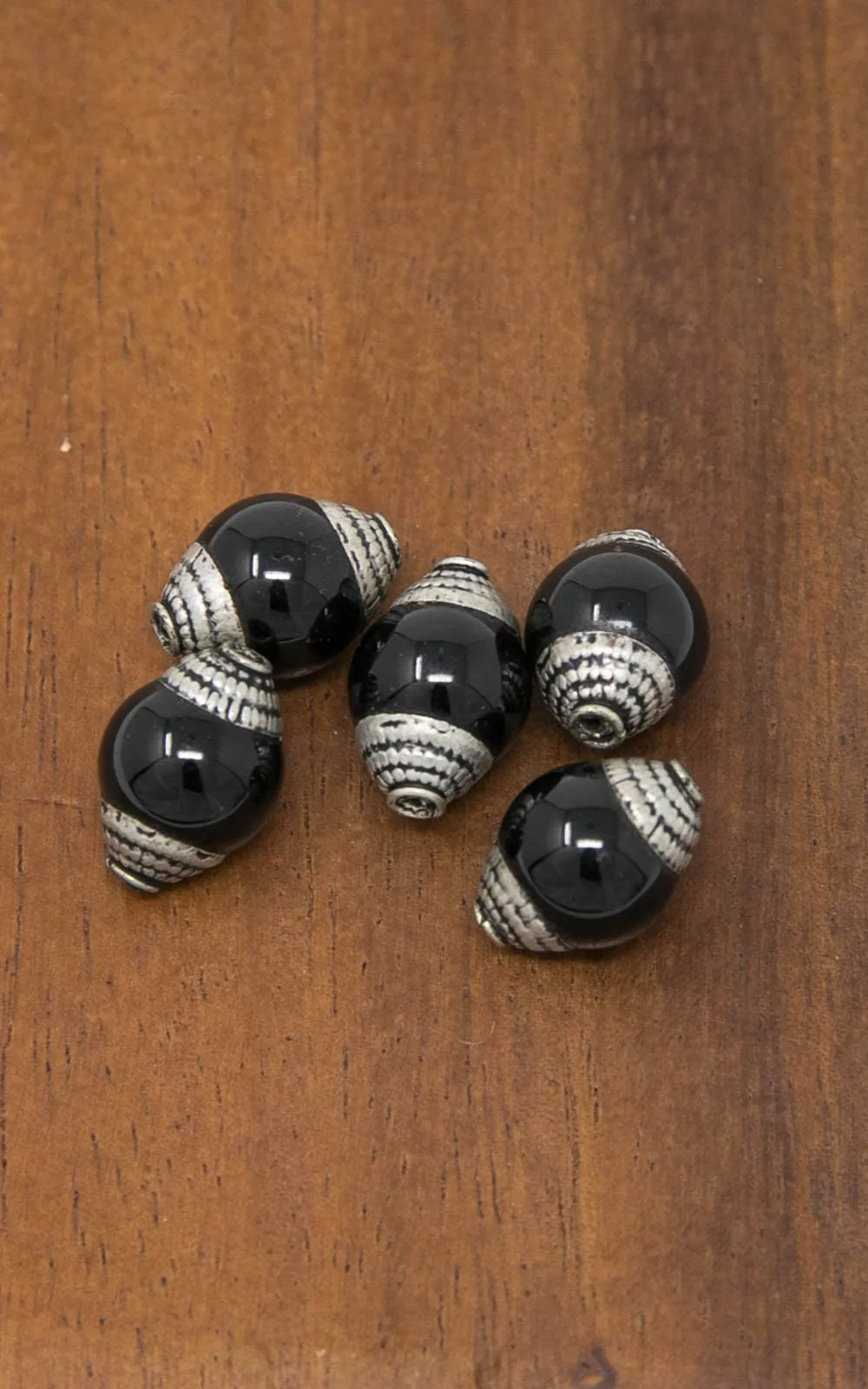 Black Onyx Inlaid Capped Antique Spacer Beads for Customized Jewellery Making- B12