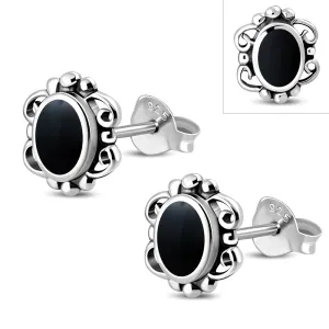 Black Onyx Sterling Silver Stud Earrings