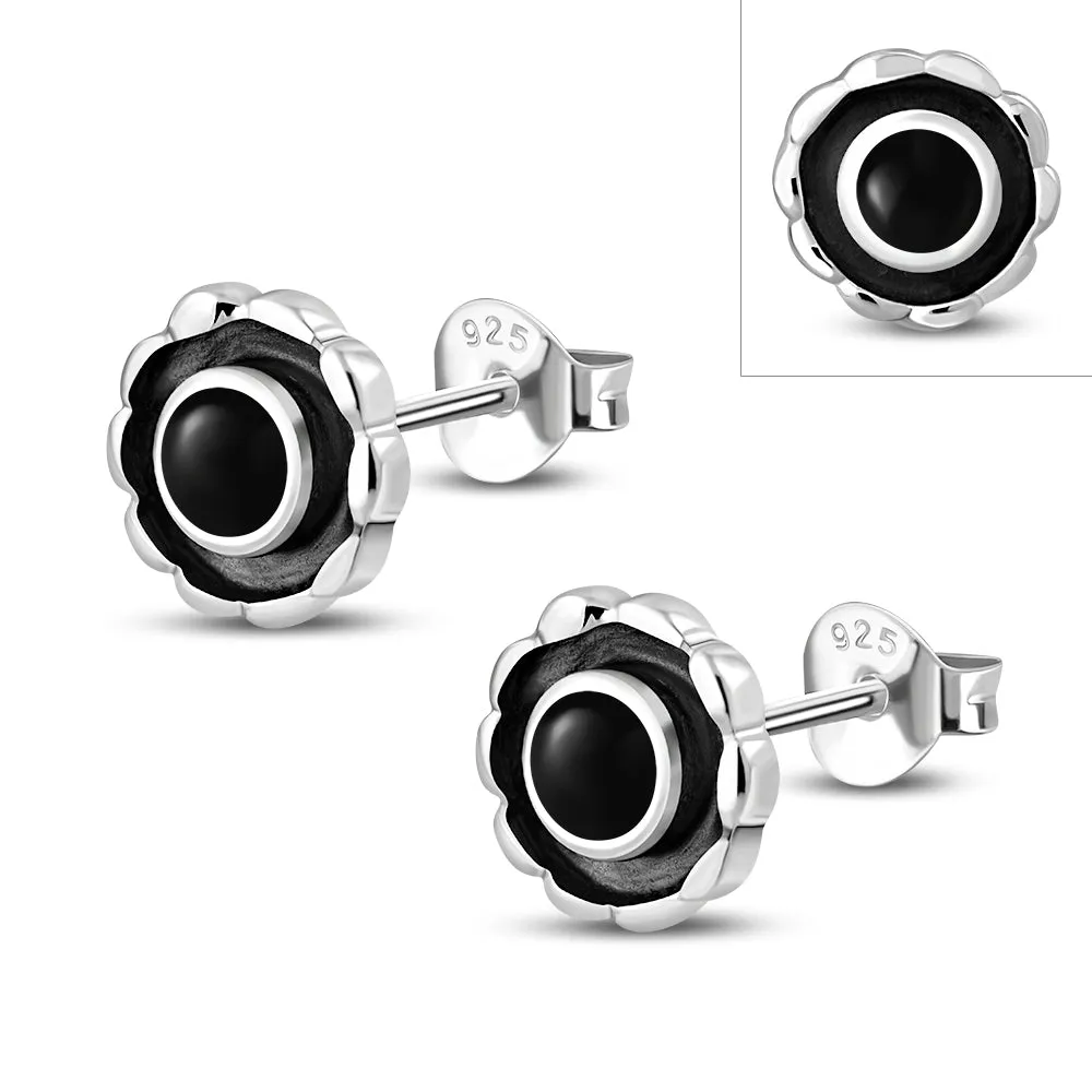 Black Onyx Sterling Silver Stud Earrings