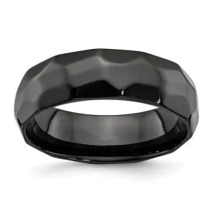 Black Zirconium Polished And Hammered 7mm Band