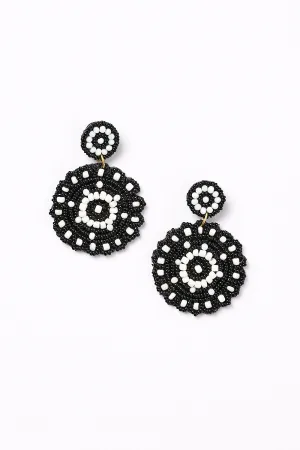 Boho Beaded Earrings in Black and White