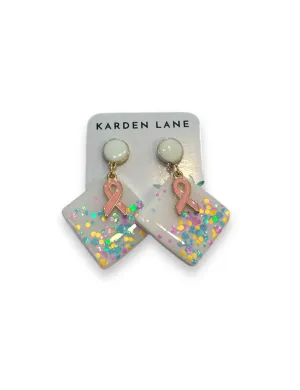 Breast Cancer Awareness Earrings - Square Confetti