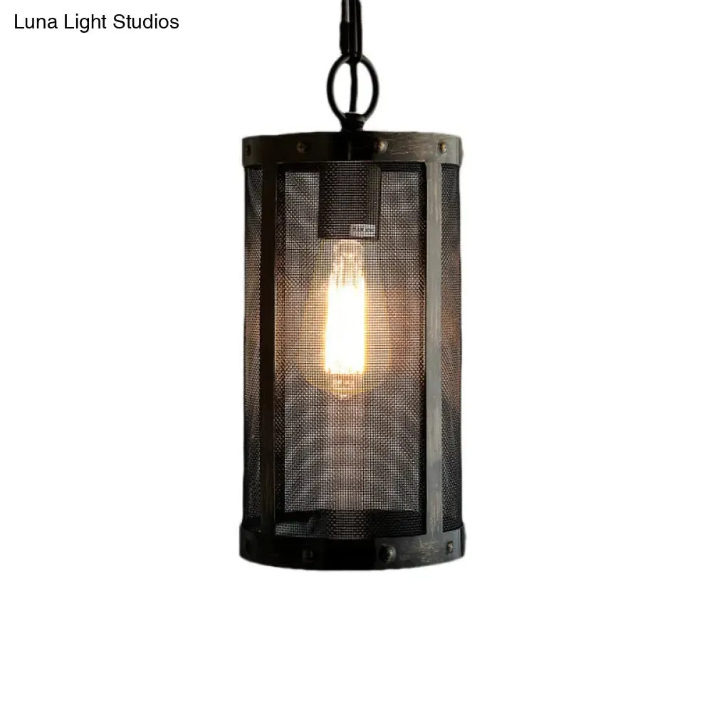 Bronze Hanging Lamp - Mini Industrial Pendant Light Fixture - Single Cylinder Design