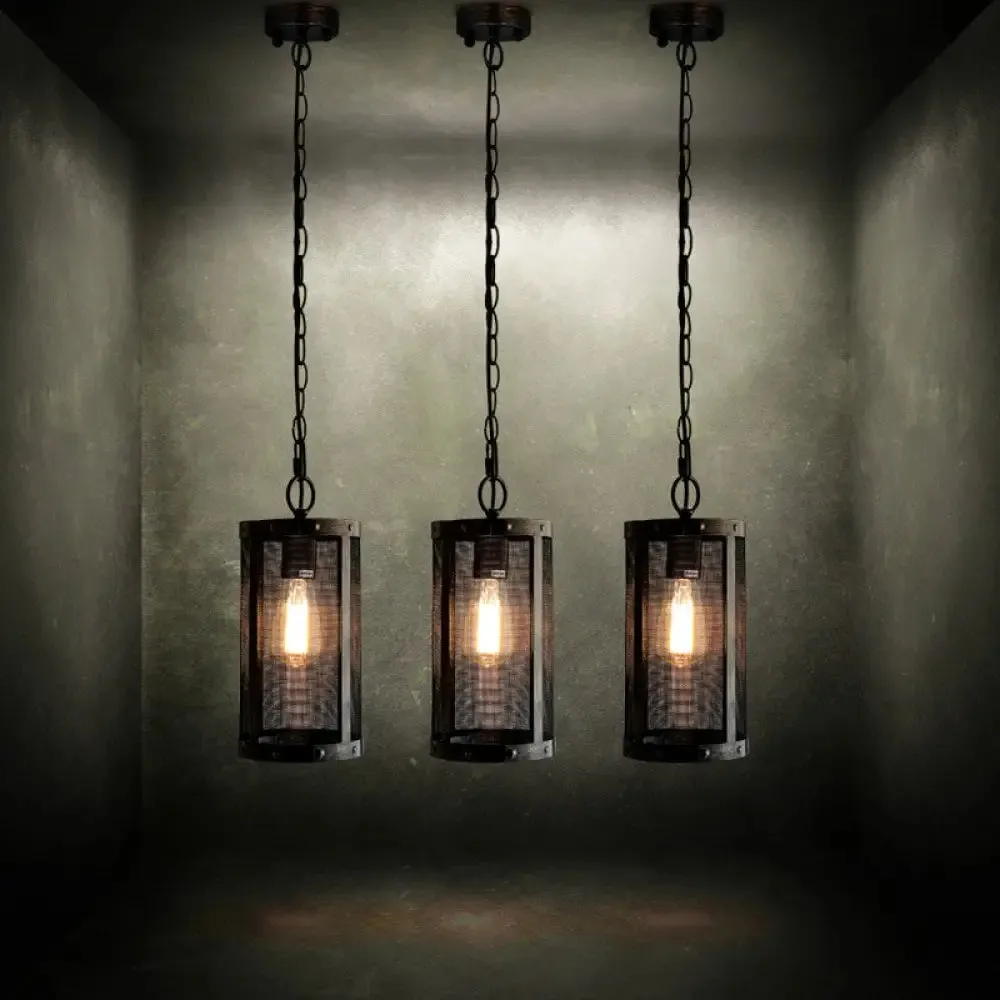 Bronze Hanging Lamp - Mini Industrial Pendant Light Fixture - Single Cylinder Design