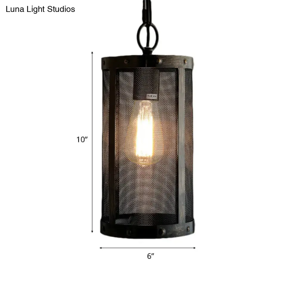 Bronze Hanging Lamp - Mini Industrial Pendant Light Fixture - Single Cylinder Design