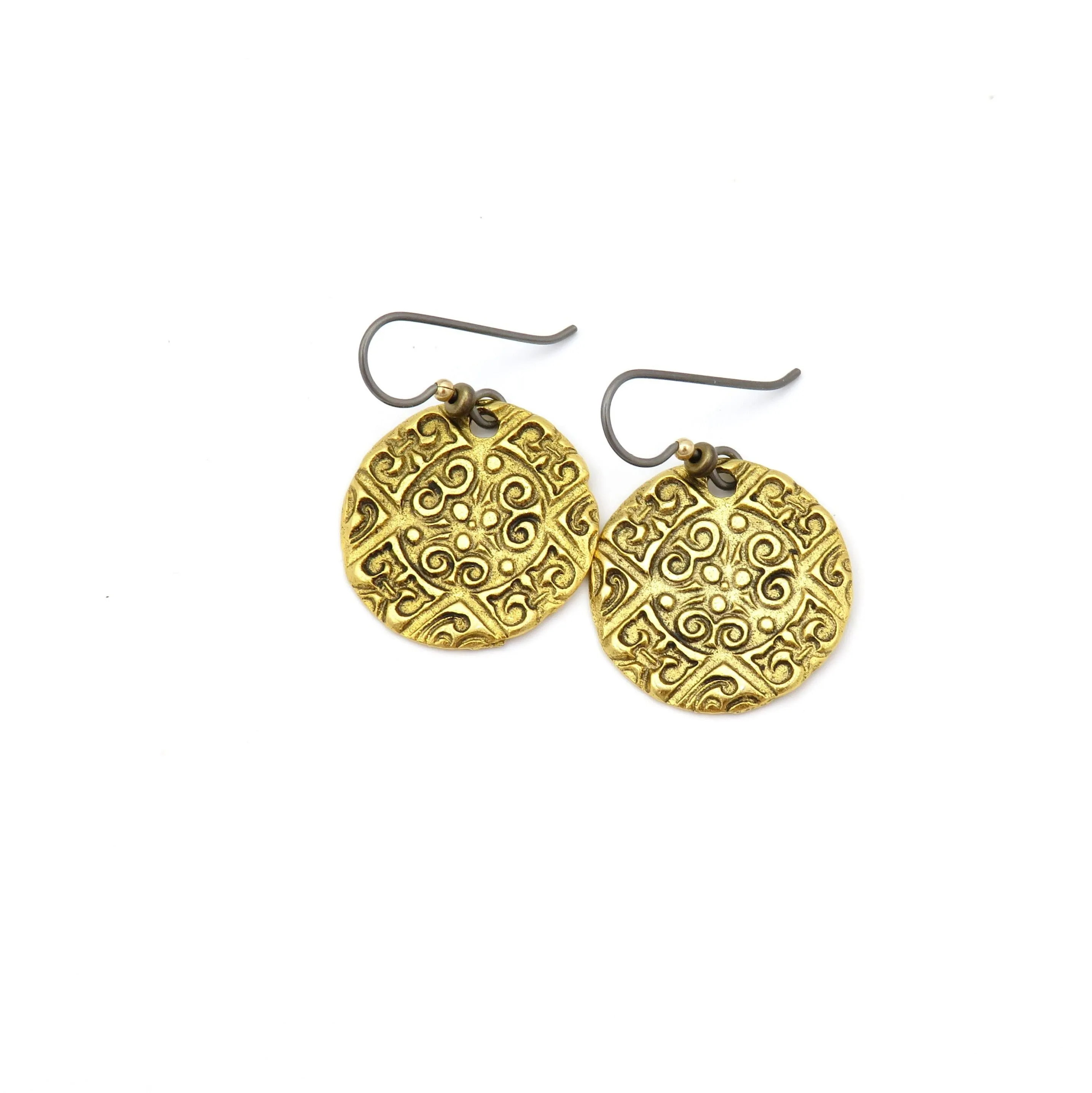 Bronze Medallion Coin Earrings