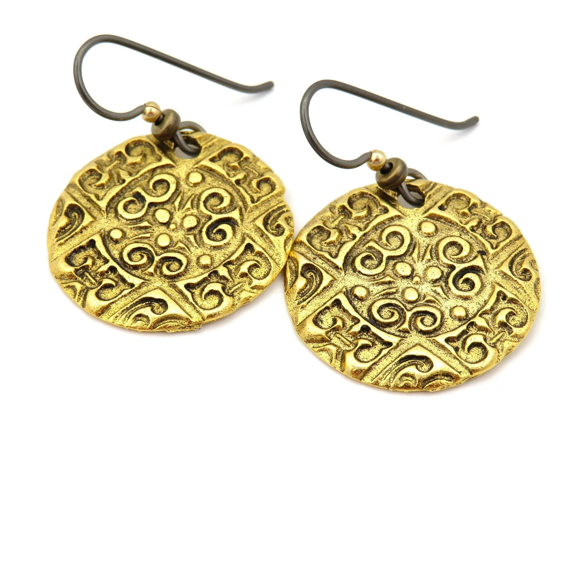 Bronze Medallion Coin Earrings