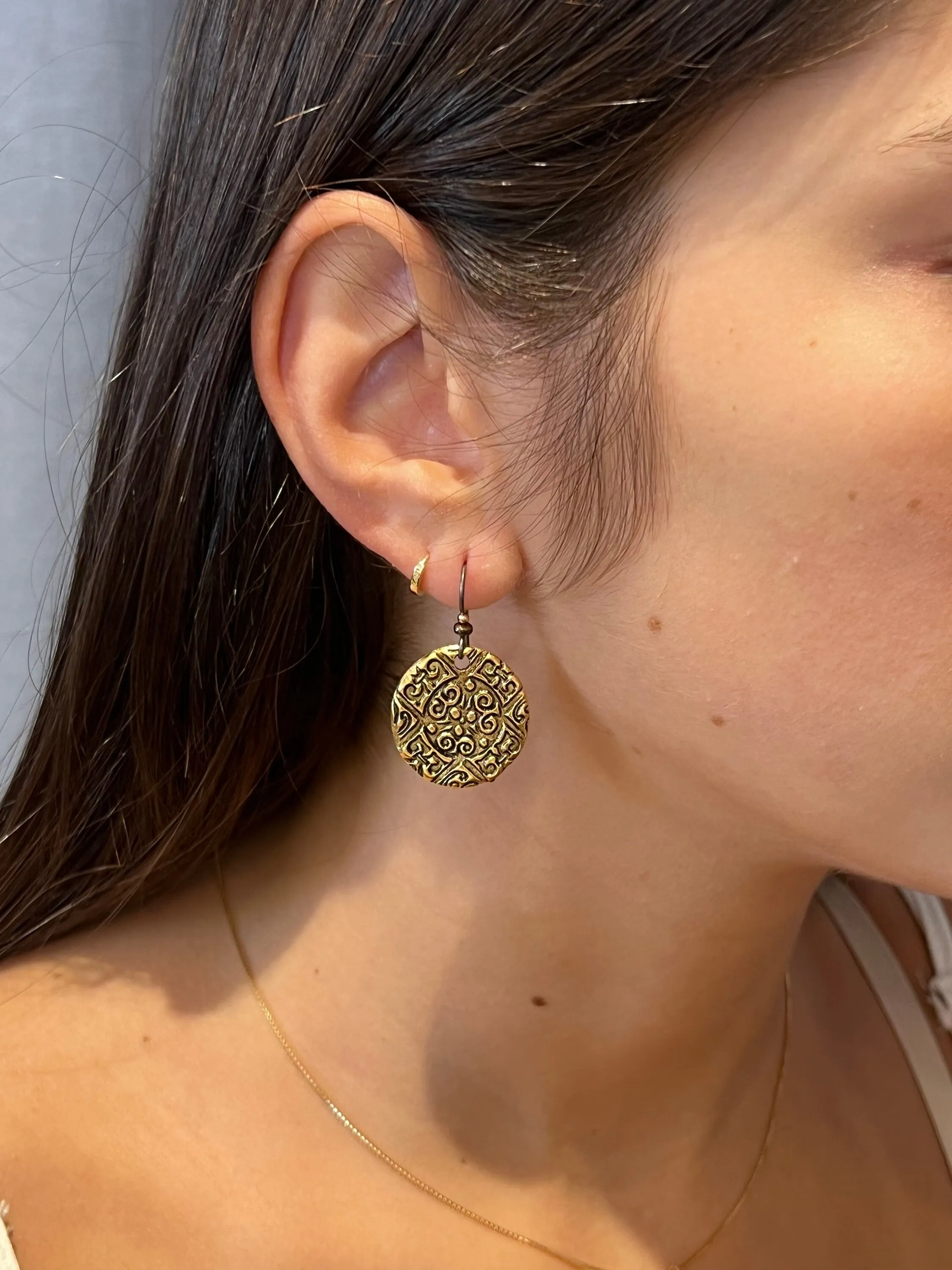 Bronze Medallion Coin Earrings