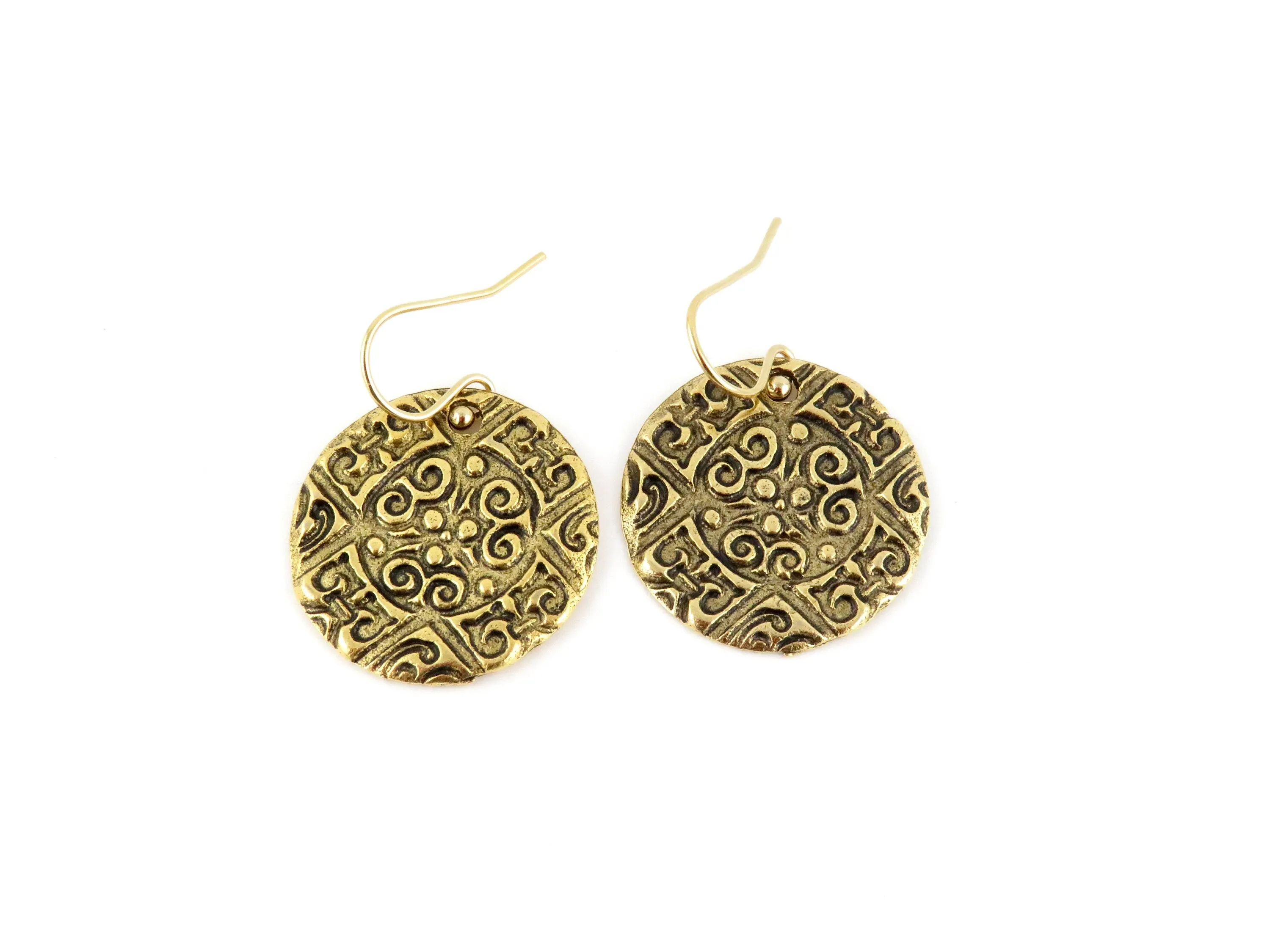 Bronze Medallion Coin Earrings