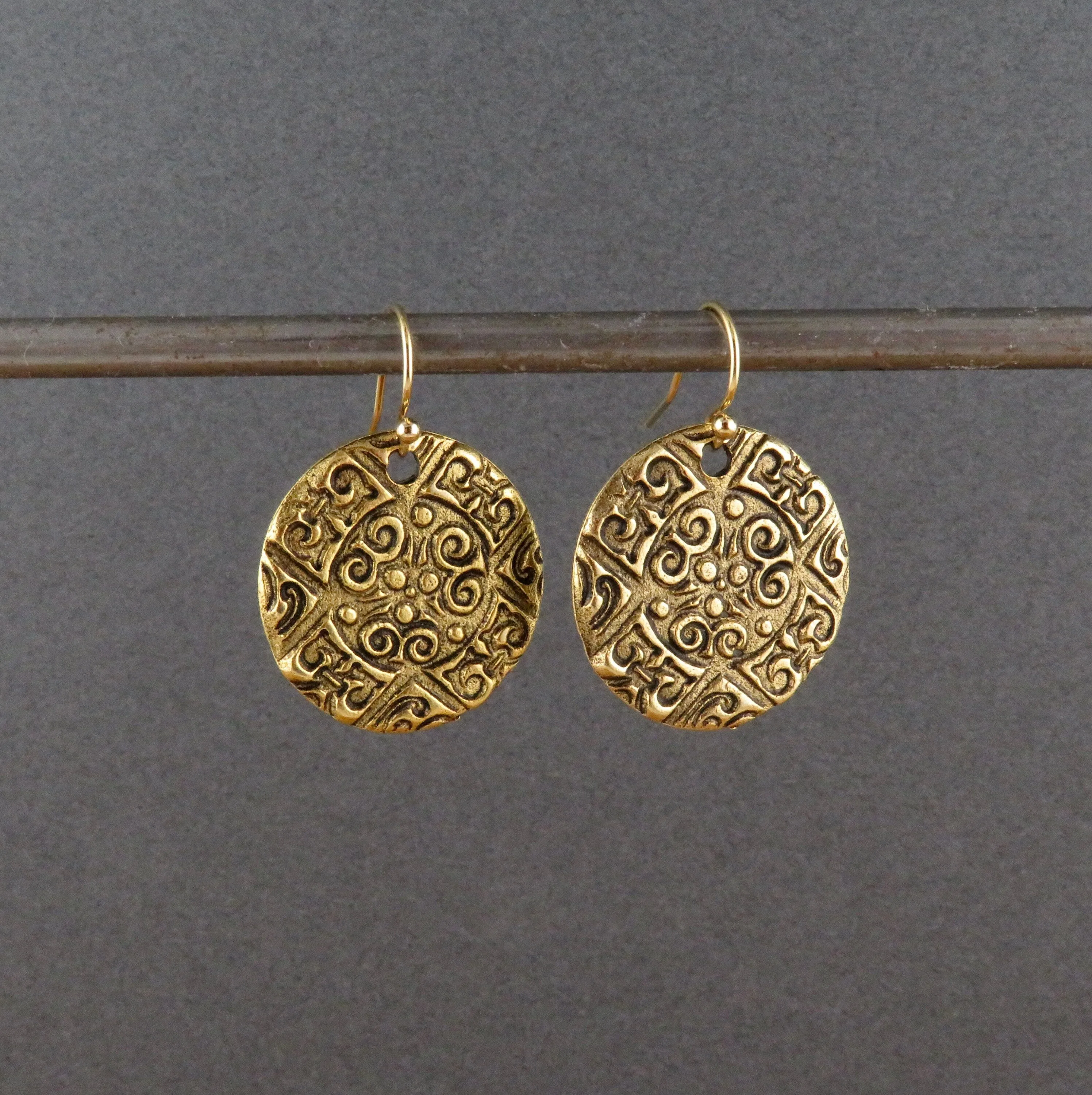 Bronze Medallion Coin Earrings