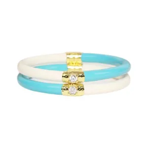 BuDhaGirl | Set of Two | Yin & Yang All Weather Bangles in Turquoise/Ivory