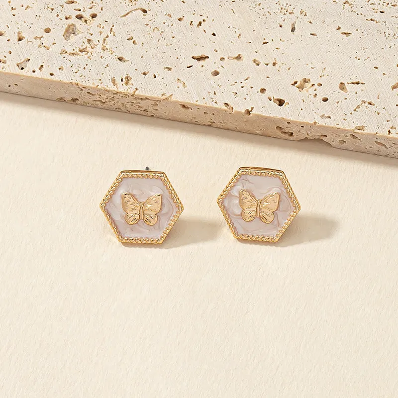 Butterfly Drop Glaze Earrings with Elegant French Flair