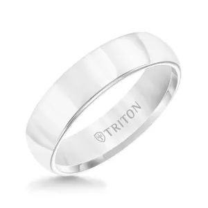 BYRON Domed White Tungsten Wedding Band with Polished Finish by Triton Rings - 6mm