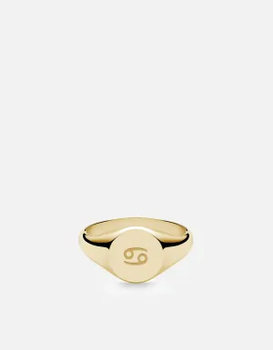 Cancer Astro Signet Ring, 14k Gold