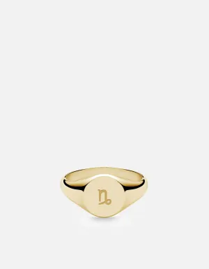 Capricorn Astro Signet Ring, 14k Gold