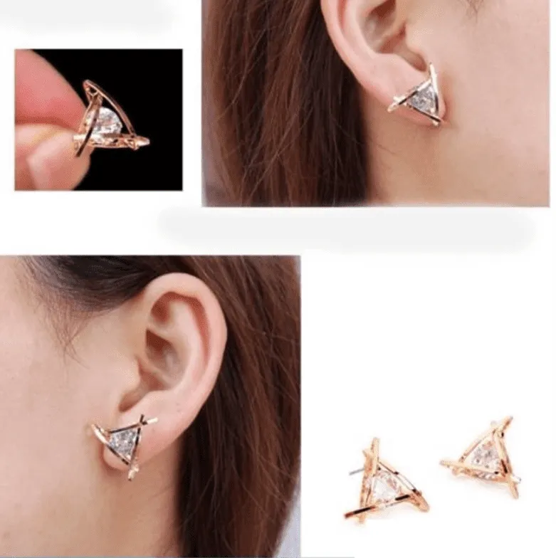 Captured Crystals Triangle Earrings