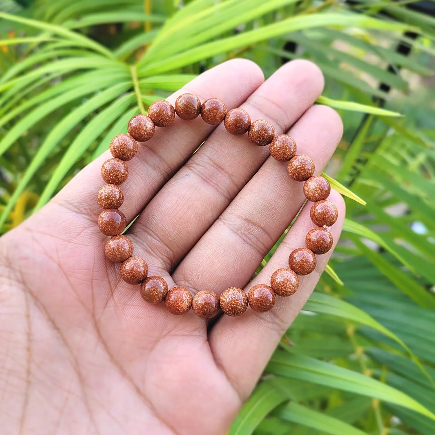 Certified Golden Sunstone 8mm Natural Stone Bracelet