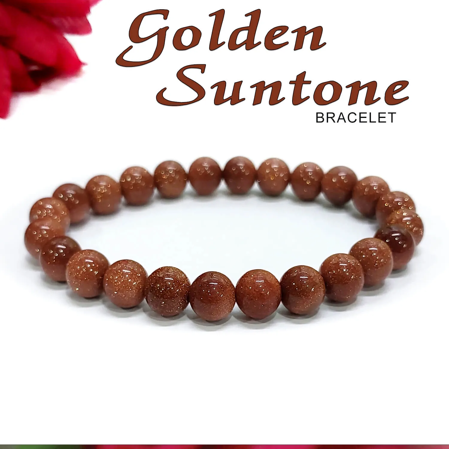 Certified Golden Sunstone 8mm Natural Stone Bracelet