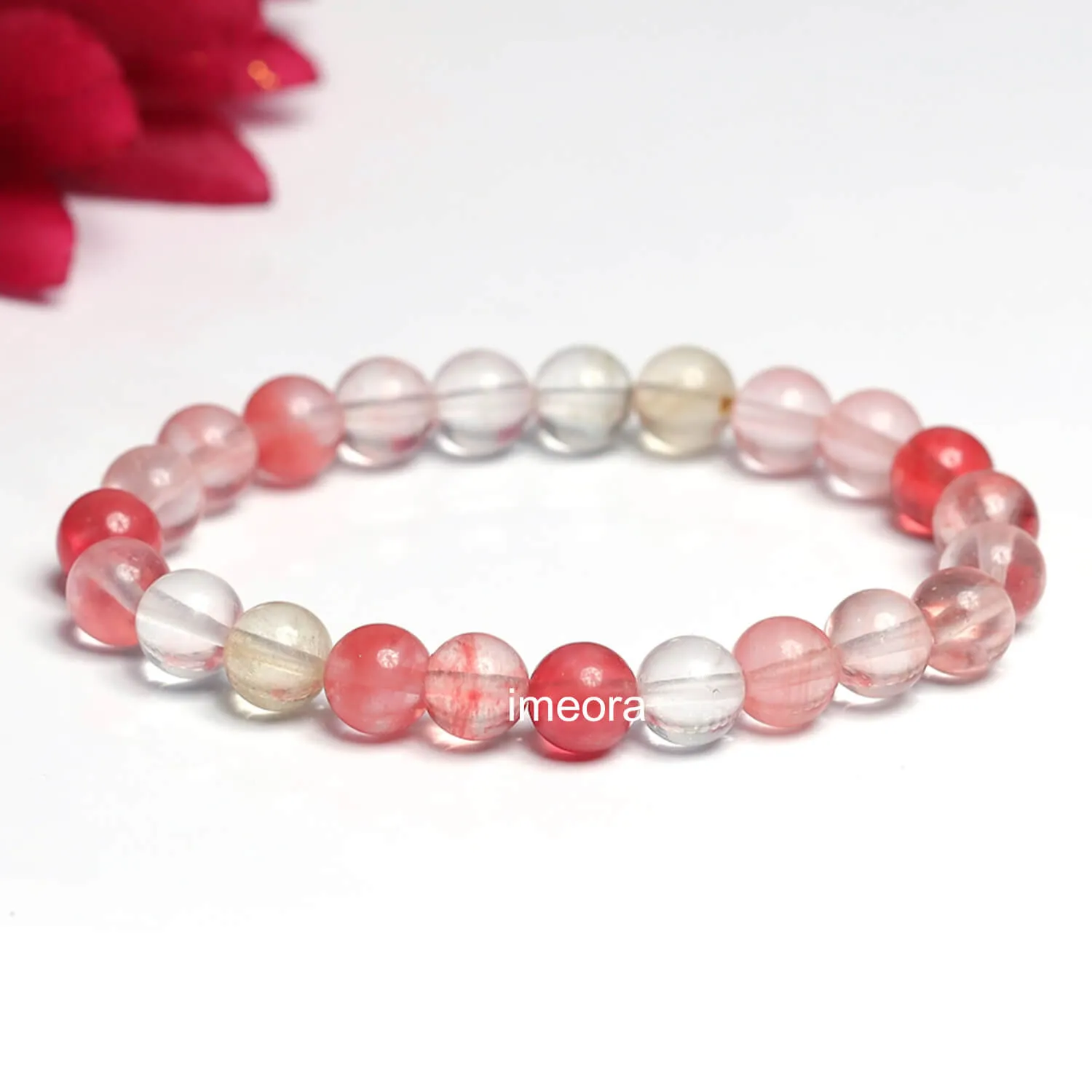 Certified Multi Cherry Quartz 8mm Bracelet