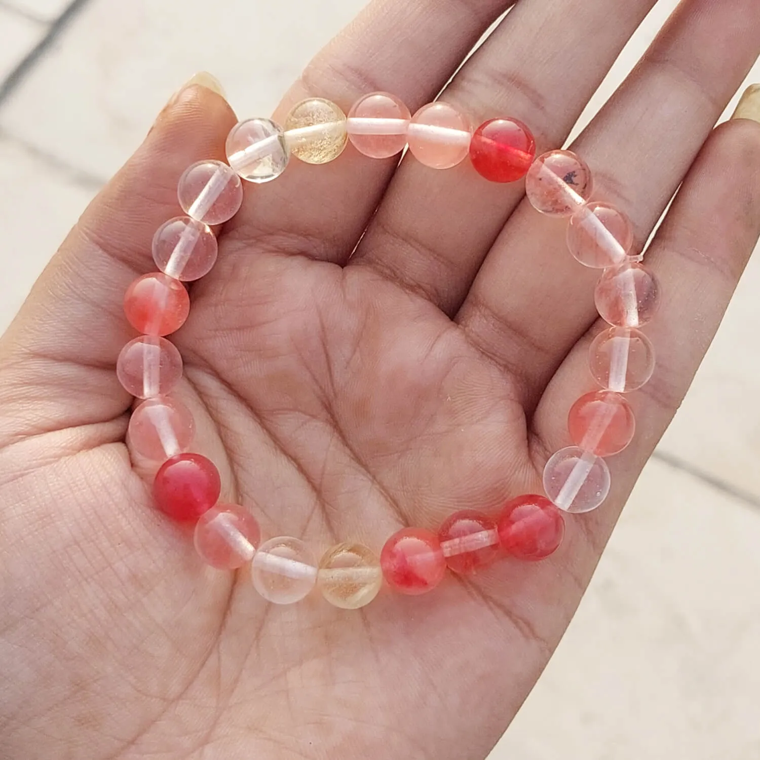 Certified Multi Cherry Quartz 8mm Bracelet