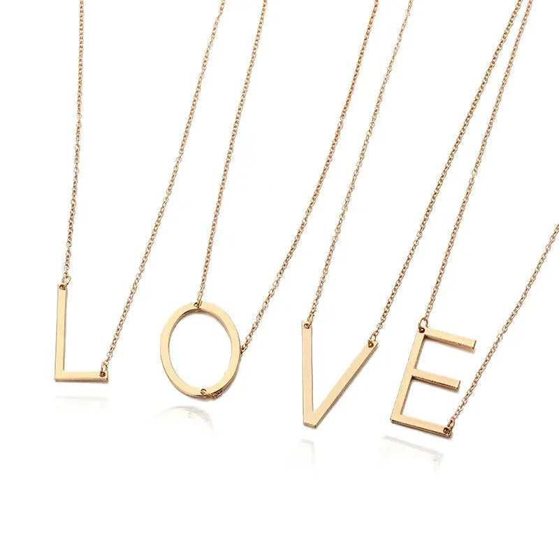 Chain Alphabet Minimalism Letter Wholesale Pendant Color Women Colar Gold Jewelry For Necklace