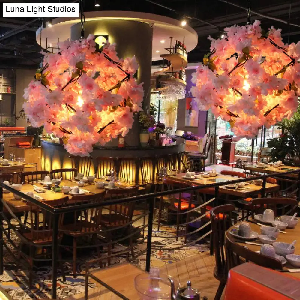 Cherry Blossom Restaurant Pendant Light - Industrial Metal, 1-Light, Black, Hanging Ceiling Lamp (19.5"/23.5" Dia)