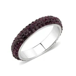 CJ3837 WHOLESALE WOMEN'S STAINLESS STEEL TOP GRADE CRYSTAL Amethyst(204) INFINITE SPARKLE RING