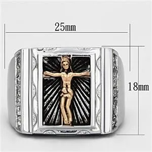 CJG1215 Wholesale CZ High Polished Stainless Steel Crucifix Ring