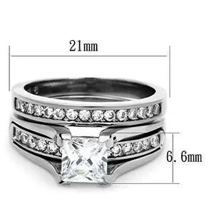 CJG1383 Wholesale Stacked Princess Cut CZ Stainless Steel Ring