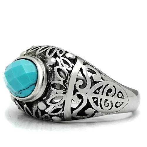 CJG2432 Stainless Steel  Turquoise Ring