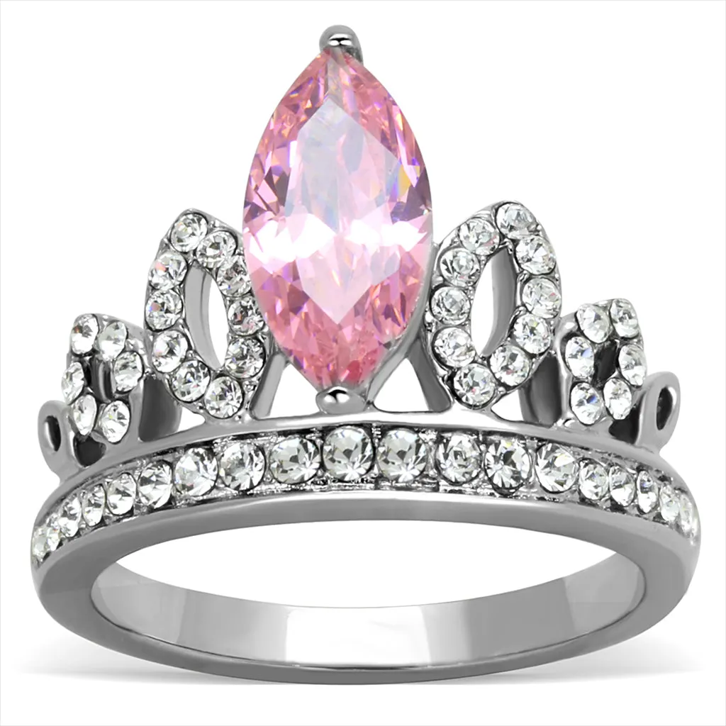 CJG2710 Princess Pink Marquise CZ Stainless Steel Ring