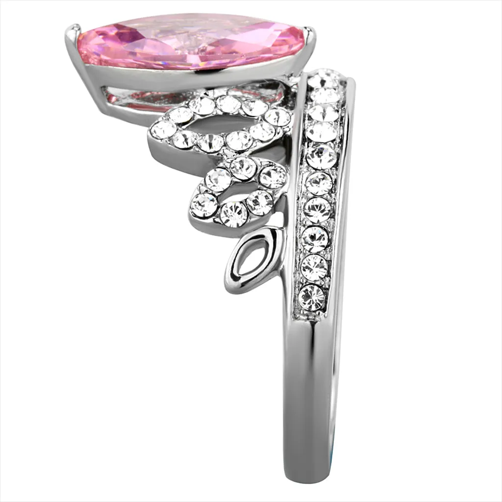 CJG2710 Princess Pink Marquise CZ Stainless Steel Ring