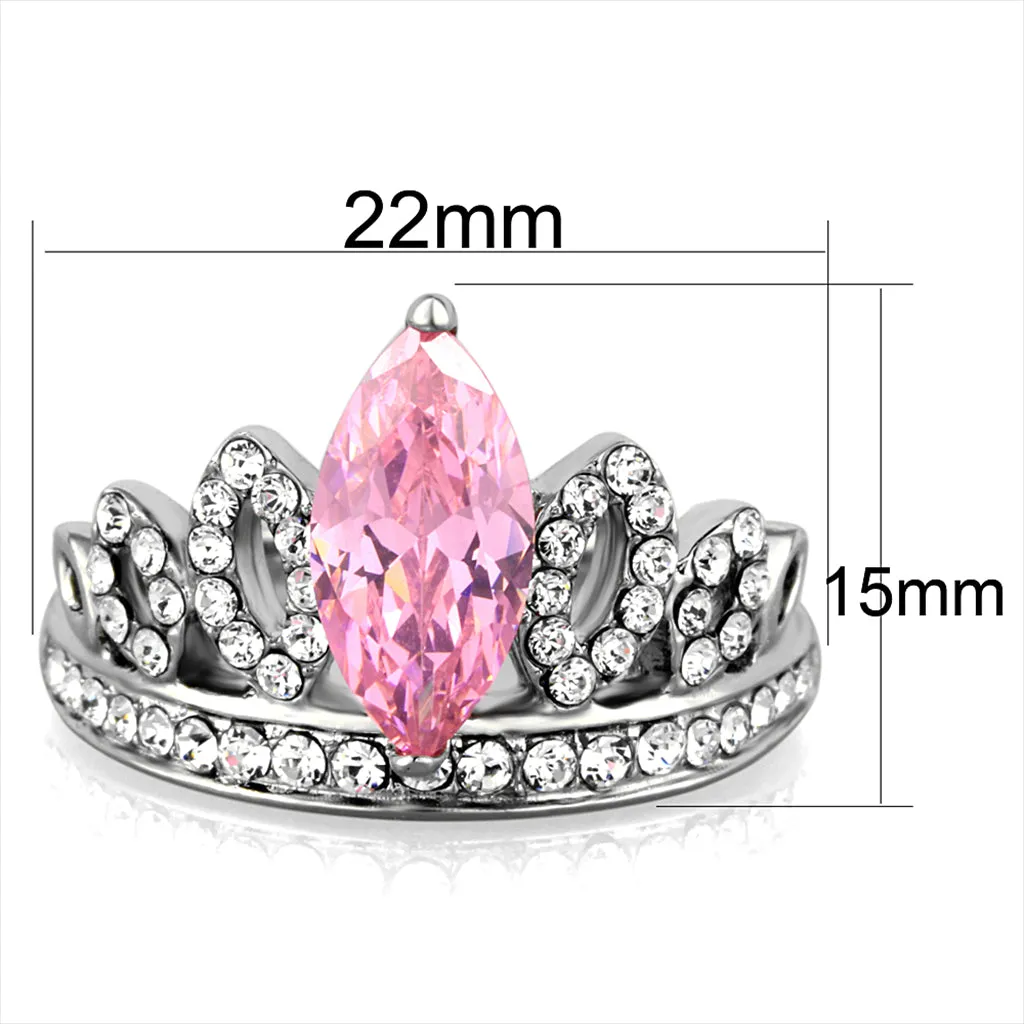 CJG2710 Princess Pink Marquise CZ Stainless Steel Ring