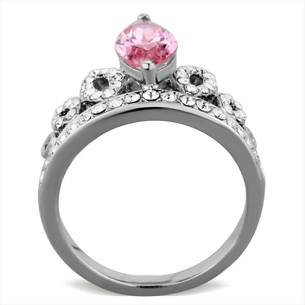 CJG2710 Princess Pink Marquise CZ Stainless Steel Ring