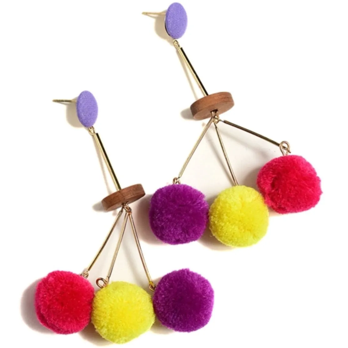 Colorful Snowball Earrings