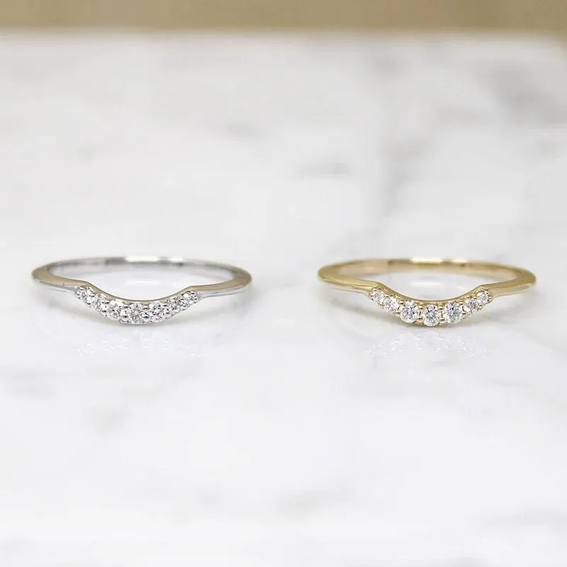 Curved Diamond Band in Recycled Gold