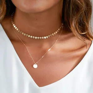 Dainty Pontille Layered Choker Necklaces Set