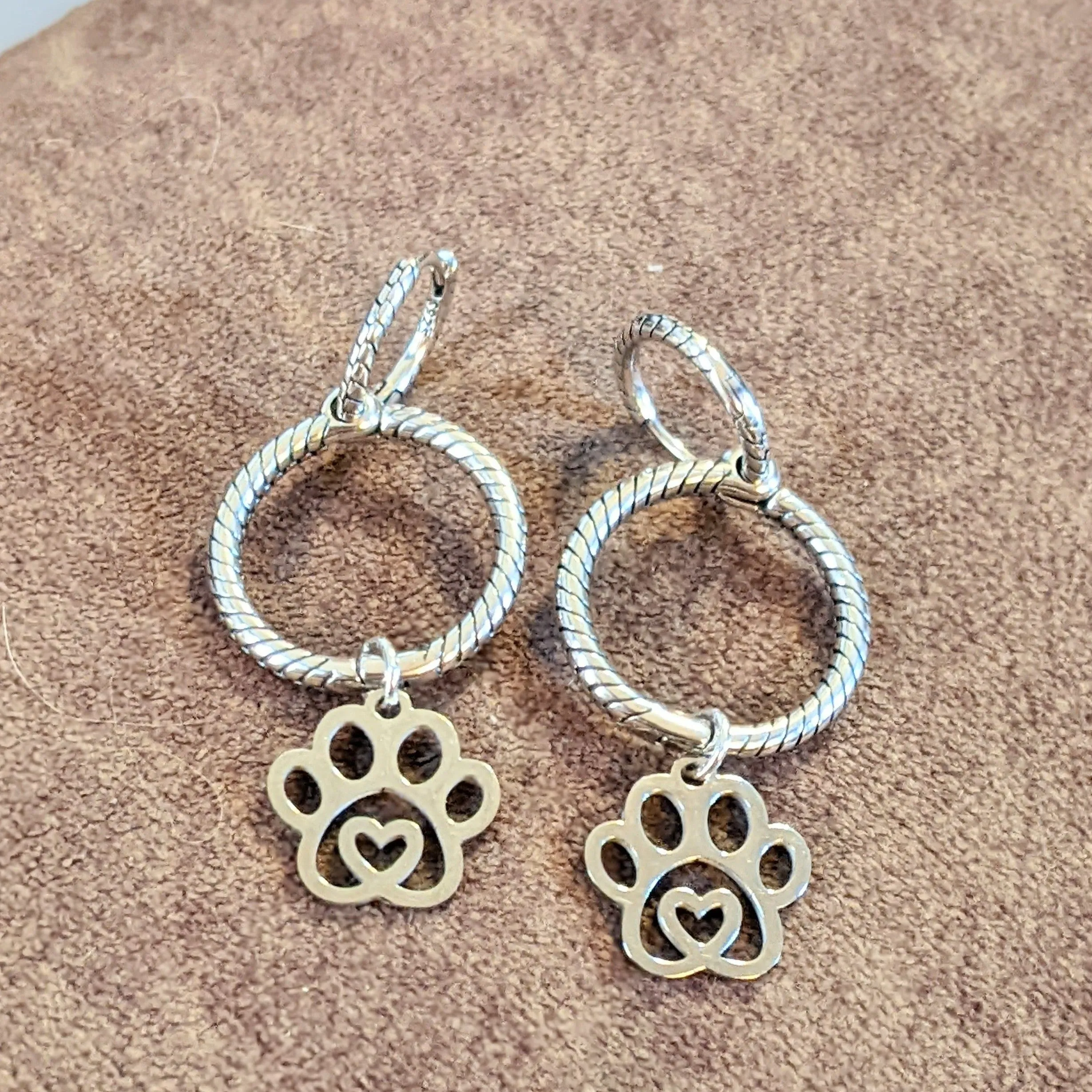 Dog/Cat Paw Sterling Double hoop earrings, 3 in 1 Hoops